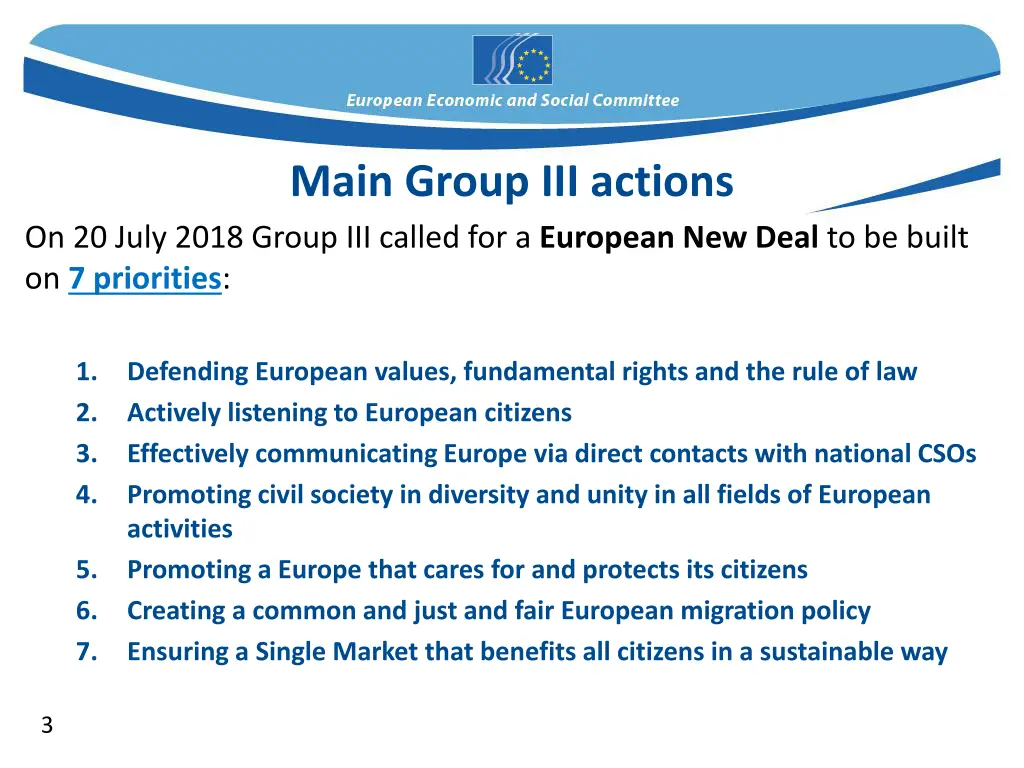 main group iii actions