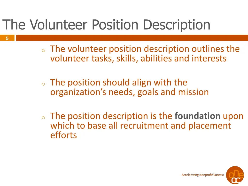 5 the volunteer position description