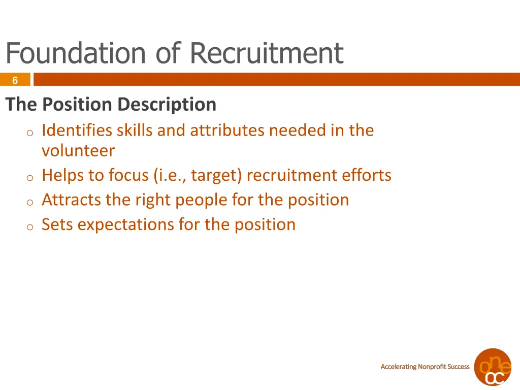 6 foundation of recruitment the position