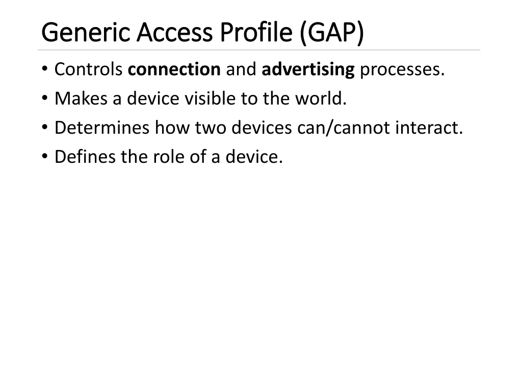 generic access profile gap generic access profile