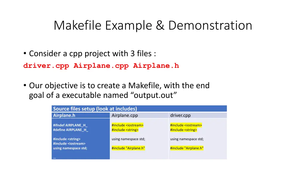 makefile example demonstration