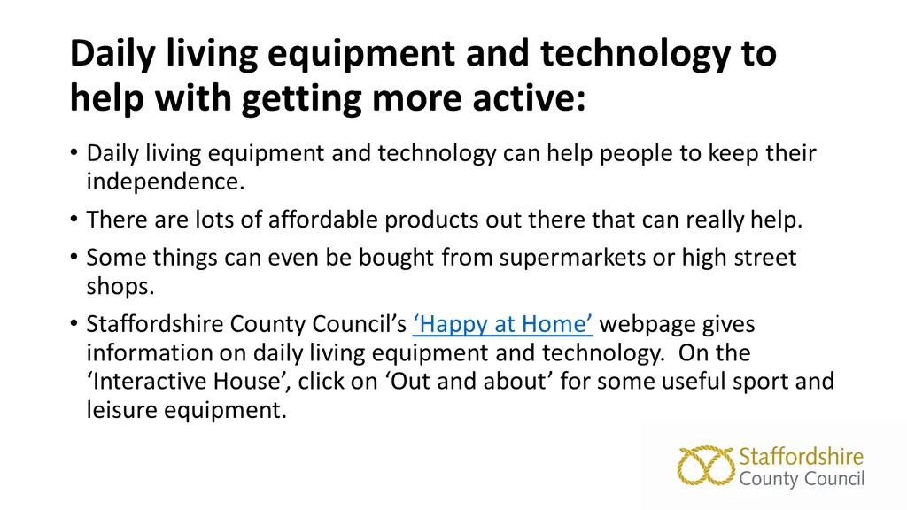 daily living equipment and technology to help