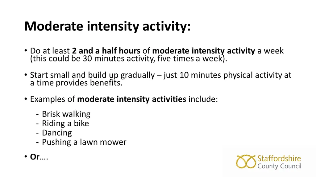 moderate intensity activity