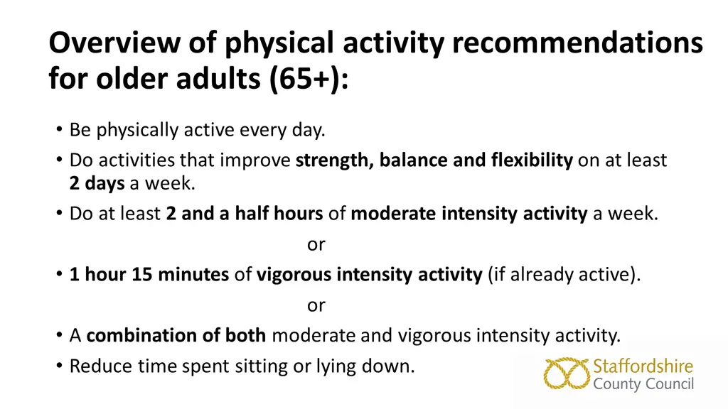 overview of physical activity recommendations