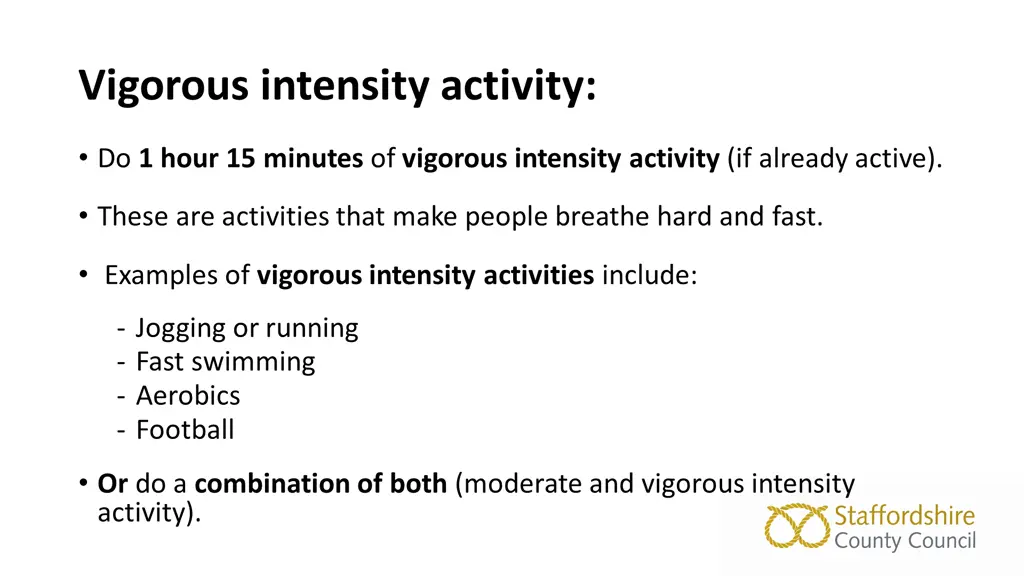 vigorous intensity activity