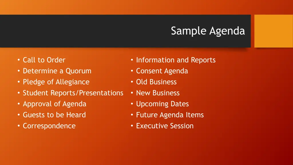 sample agenda