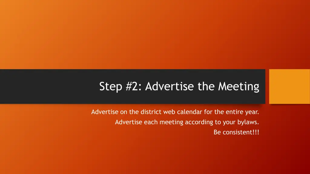 step 2 advertise the meeting