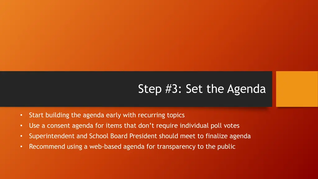 step 3 set the agenda