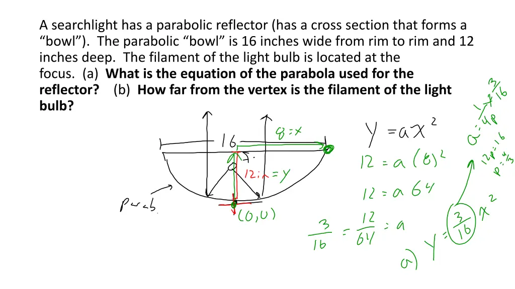 a searchlight has a parabolic reflector