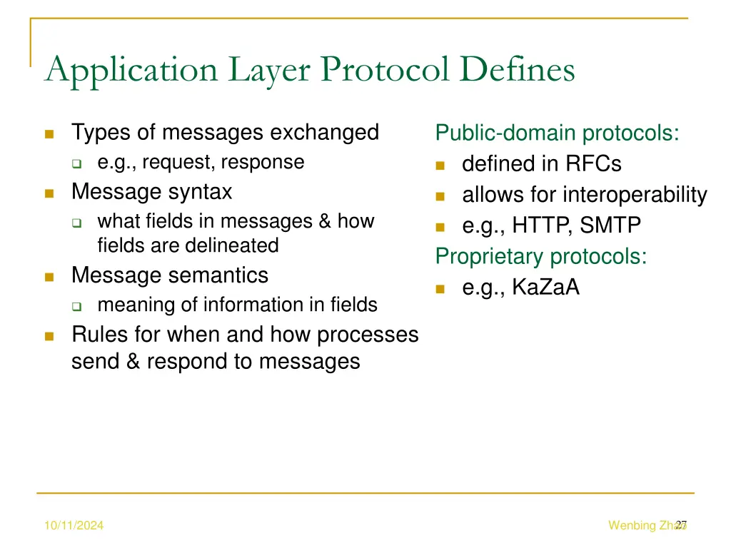 application layer protocol defines