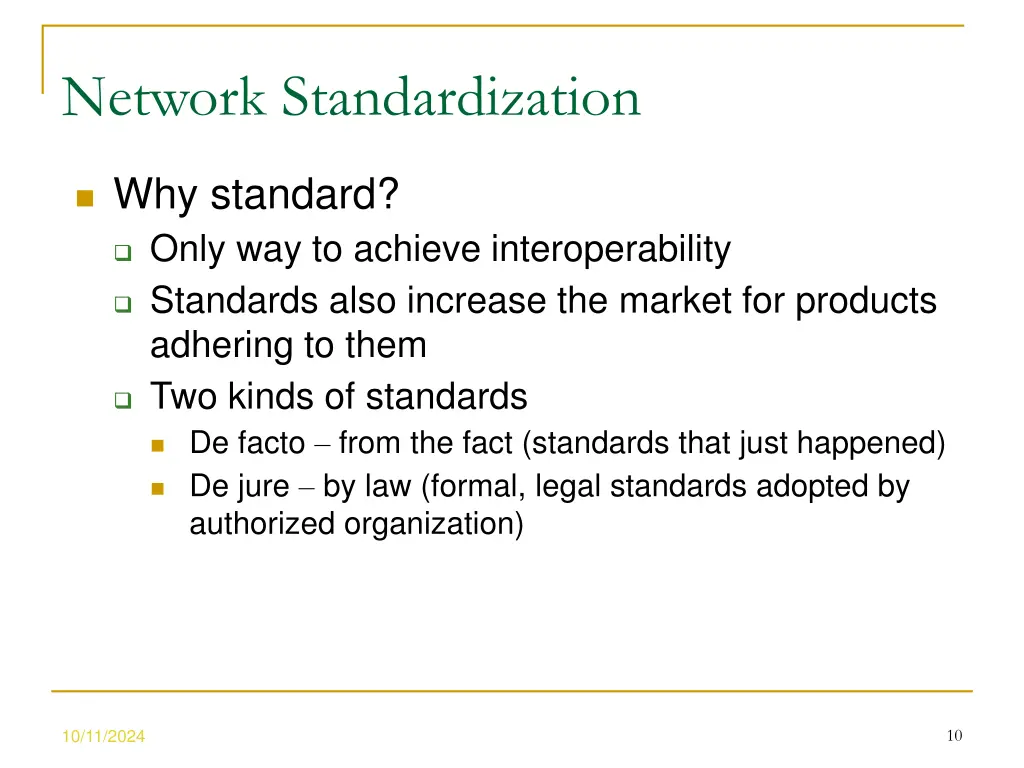 network standardization