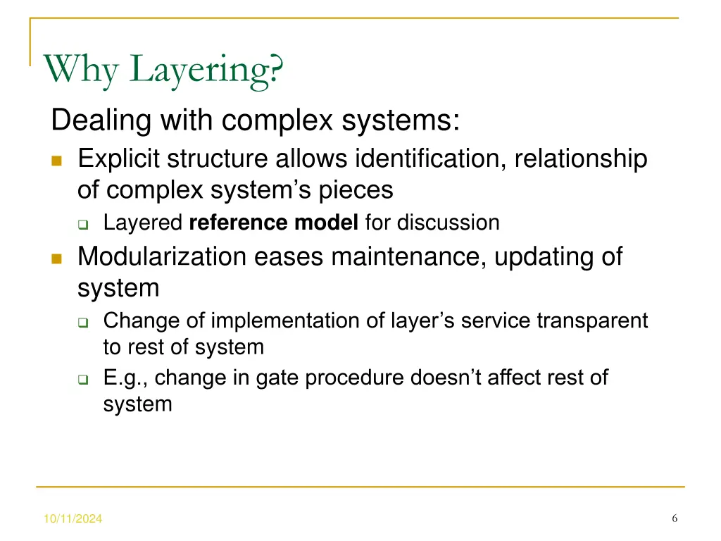 why layering dealing with complex systems