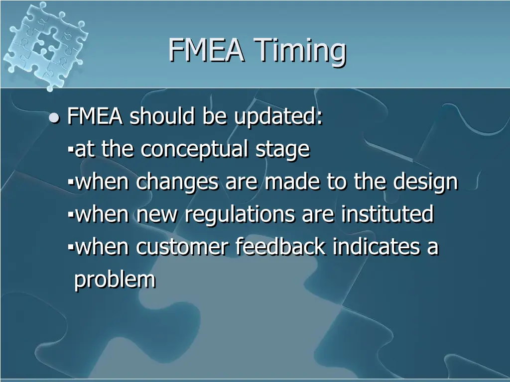 fmea timing