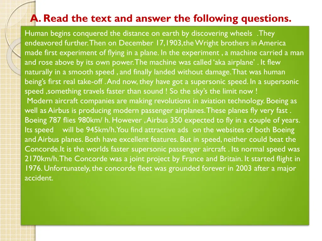 a read the text and answer the following questions