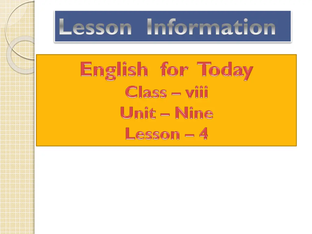 lesson information