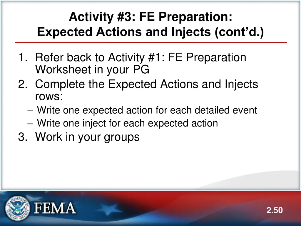 activity 3 fe preparation expected actions