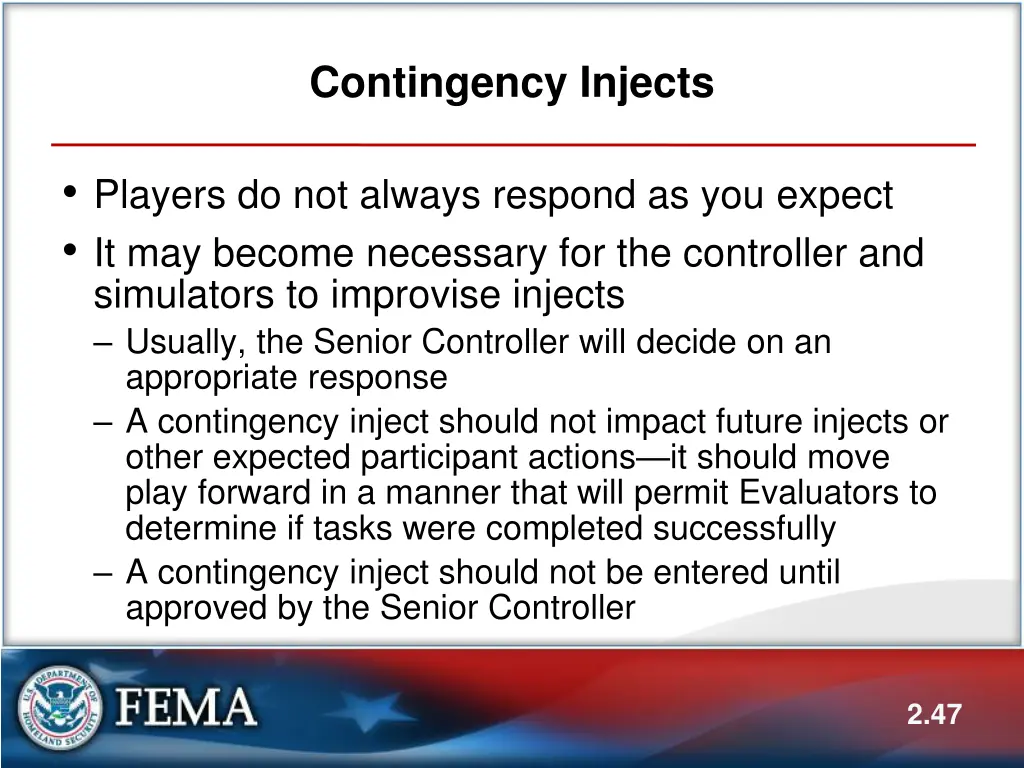 contingency injects