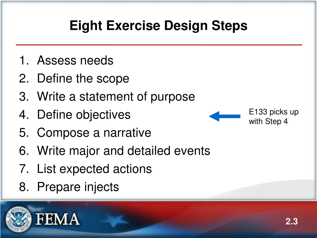 eight exercise design steps