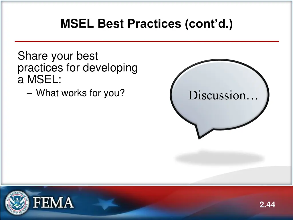 msel best practices cont d