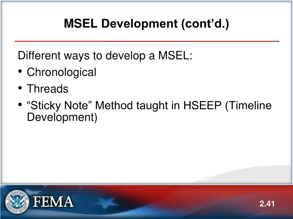 msel development cont d 4