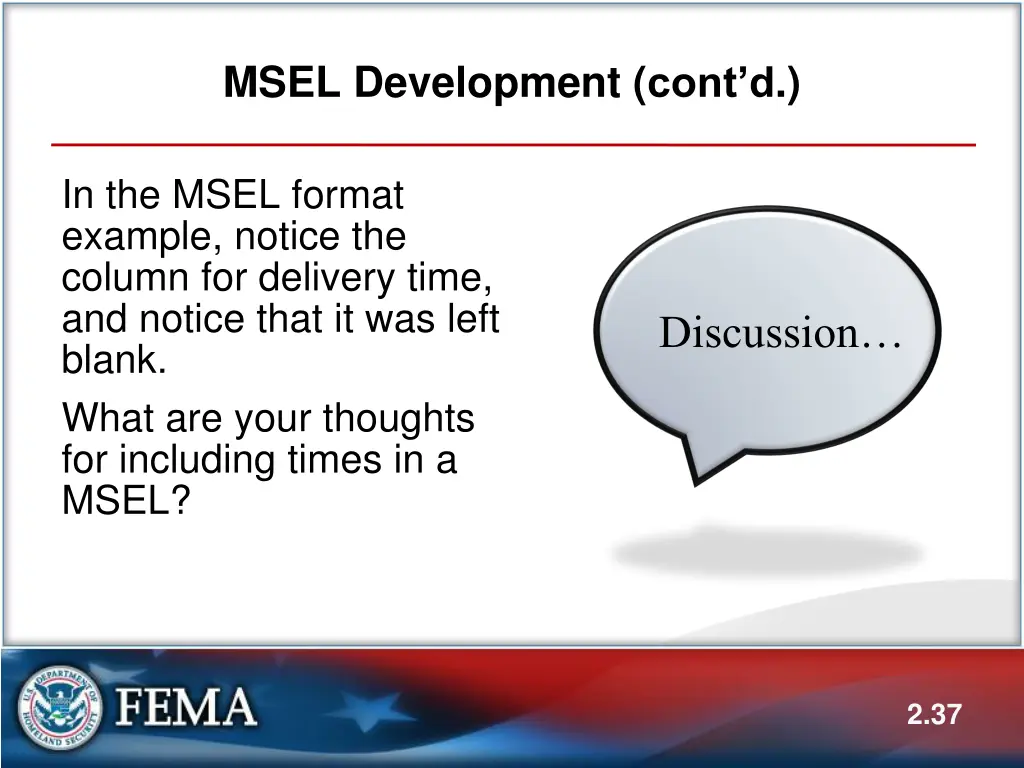 msel development cont d