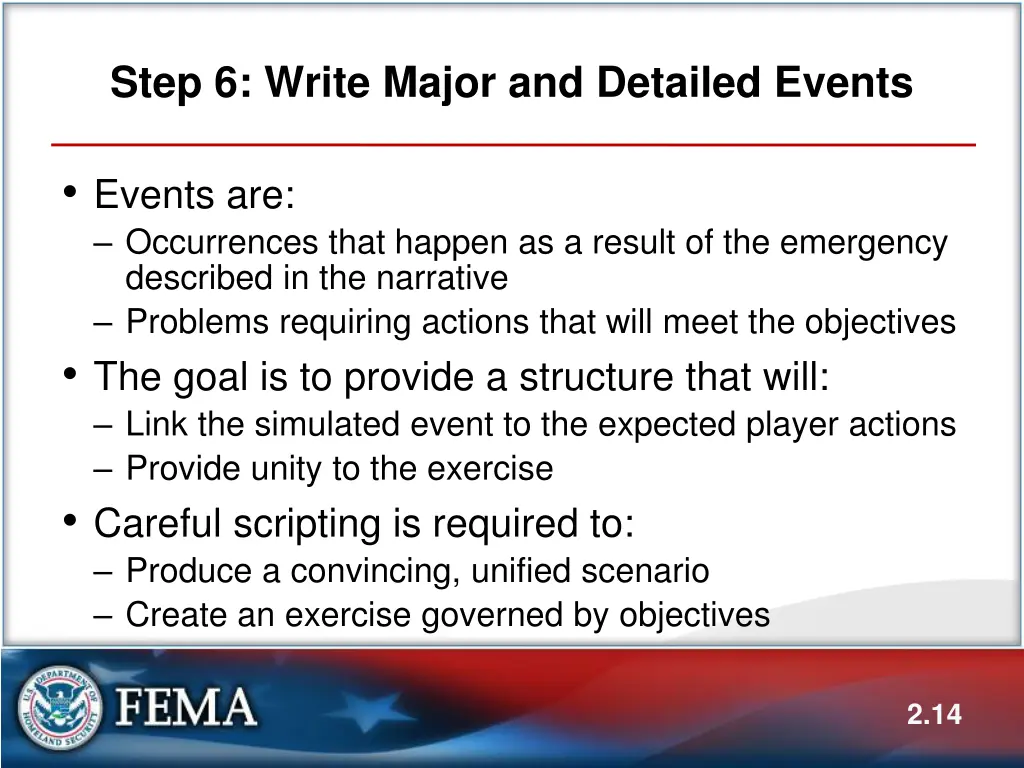 step 6 write major and detailed events