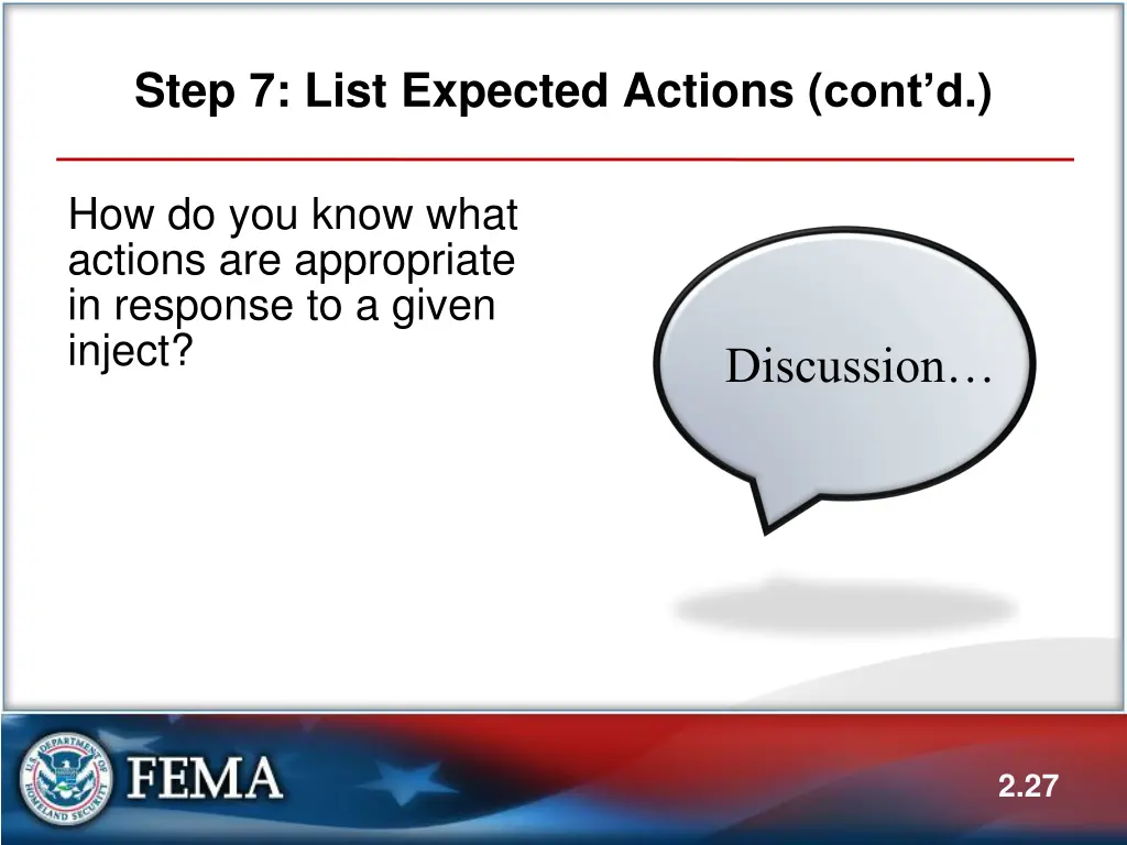 step 7 list expected actions cont d