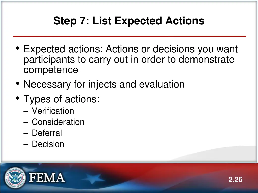 step 7 list expected actions