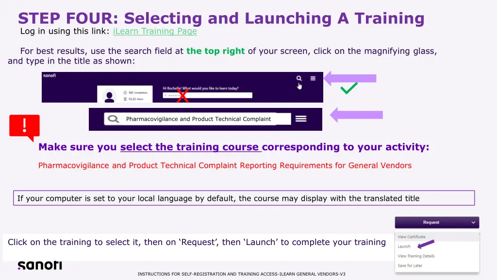 step four selecting and launching a training