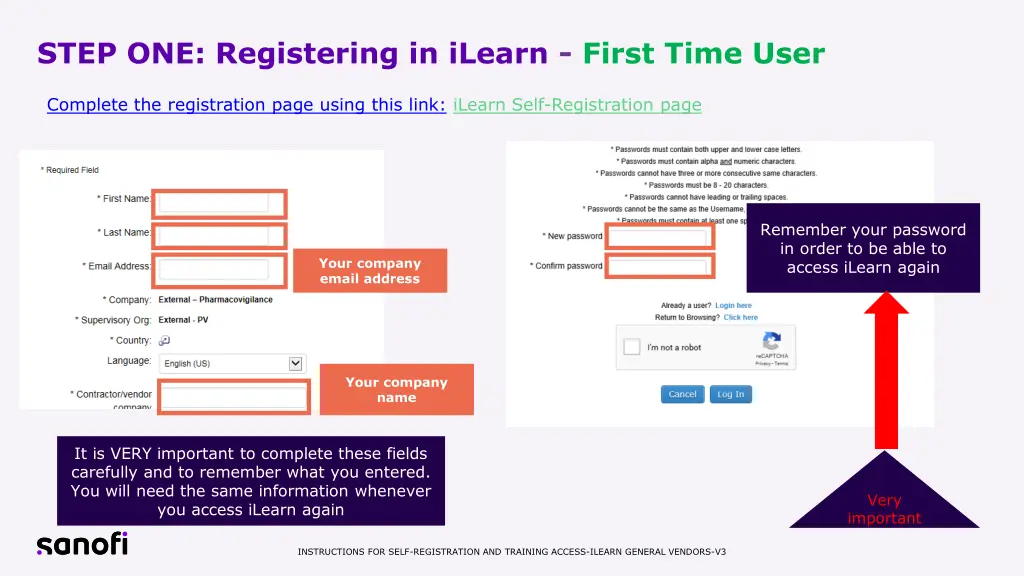 step one registering in ilearn first time user