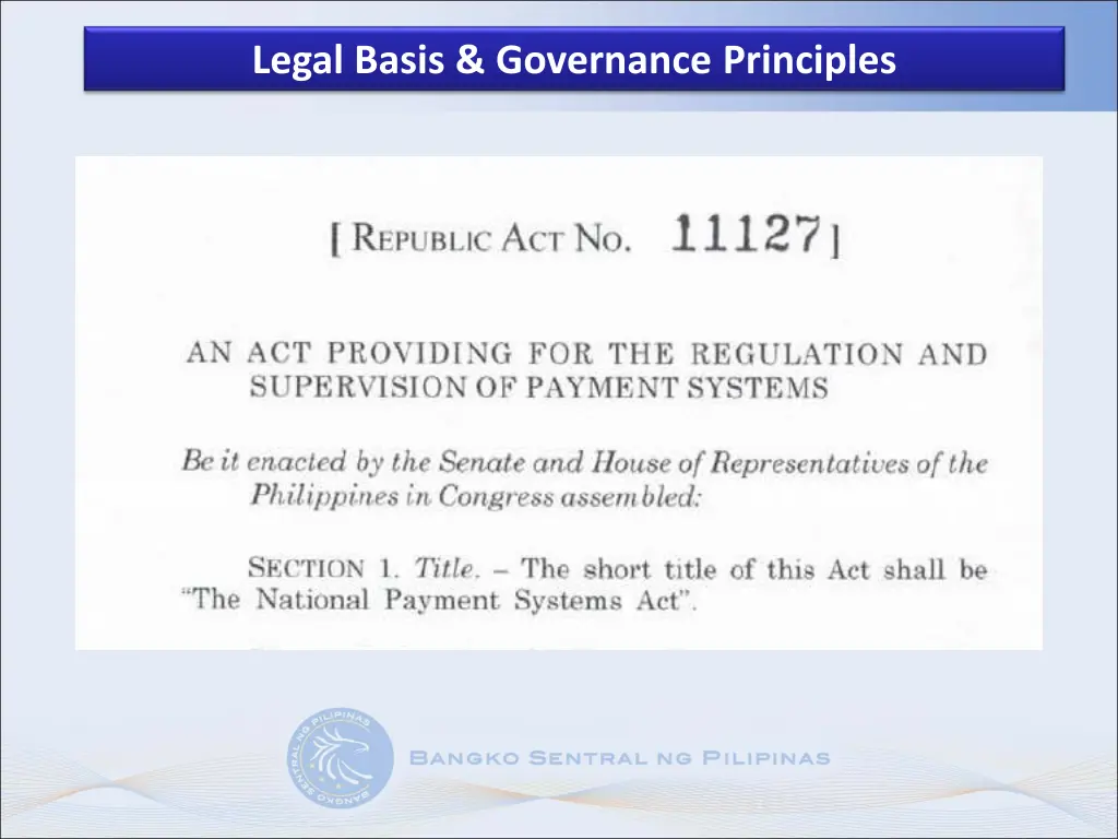 legal basis governance principles