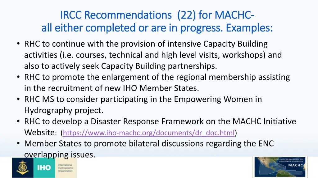 ircc recommendations 22 for machc ircc