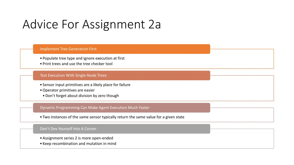 advice for assignment 2a