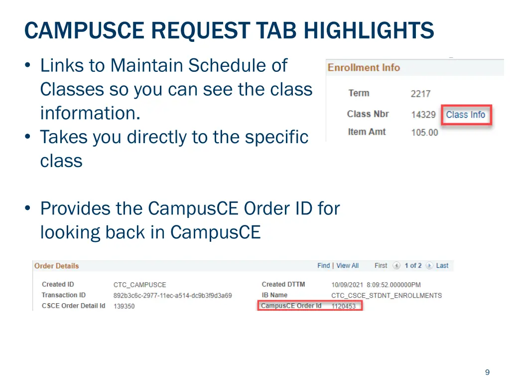 campusce request tab highlights links to maintain