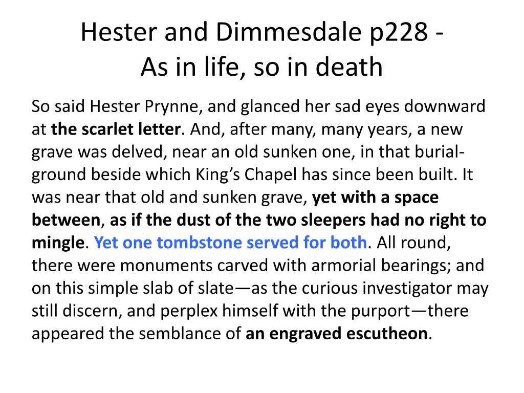 hester and dimmesdale p228 as in life so in death