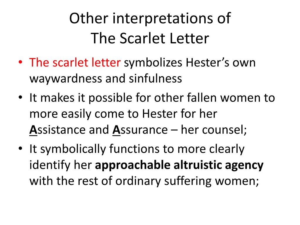 other interpretations of the scarlet letter