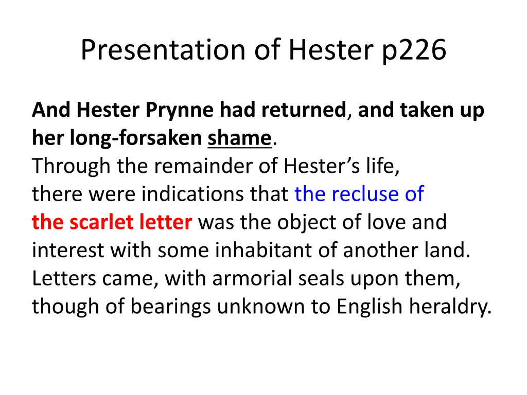 presentation of hester p226