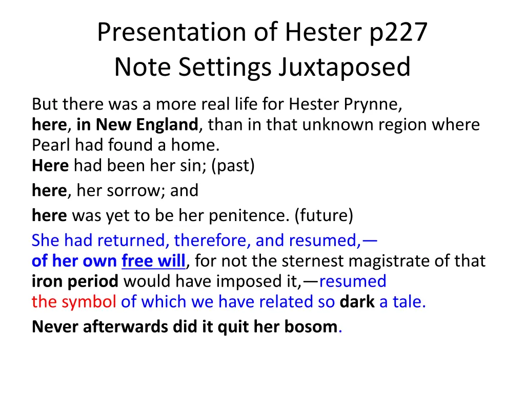 presentation of hester p227 note settings