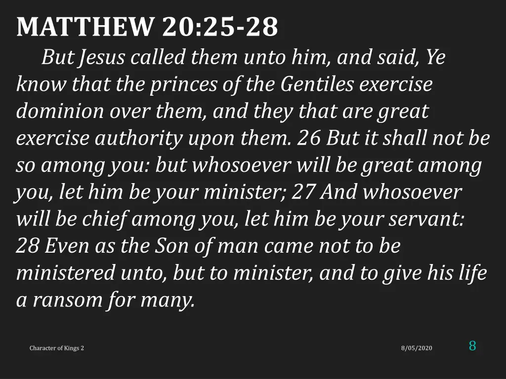 matthew 20 25 28 but jesus called them unto