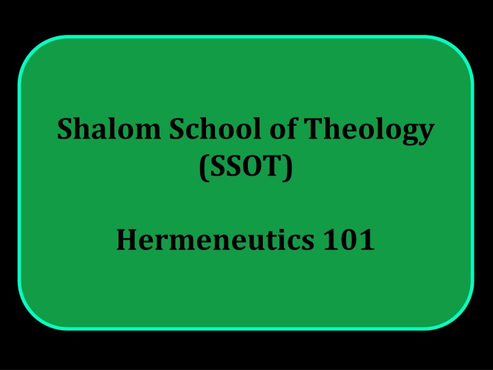 shalom school of theology ssot