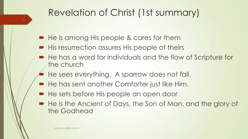 revelation of christ 1st summary