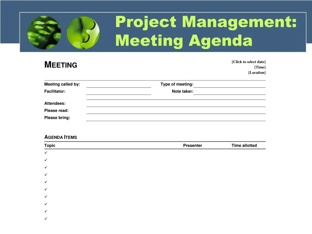 project management meeting agenda