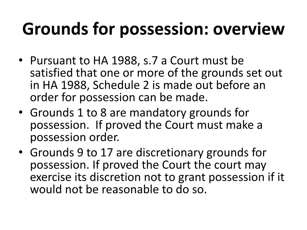 grounds for possession overview