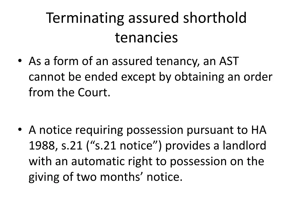 terminating assured shorthold tenancies