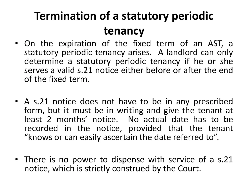 termination of a statutory periodic tenancy