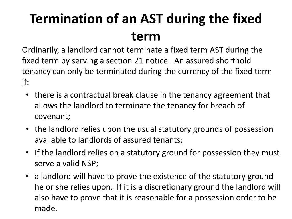 termination of an ast during the fixed term