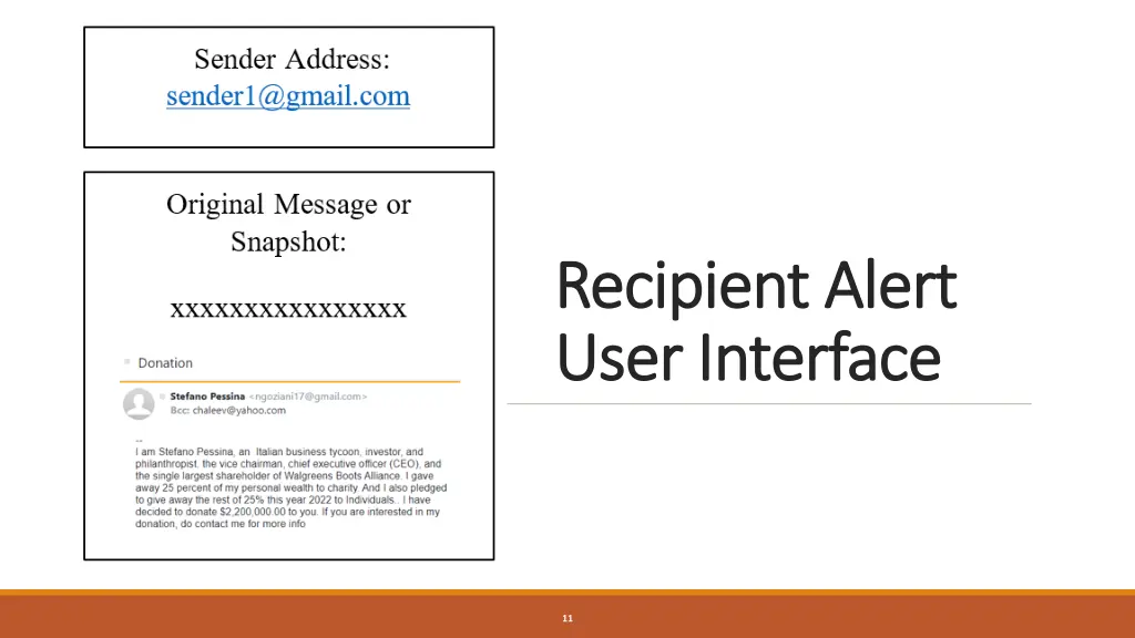 recipient alert recipient alert user interface