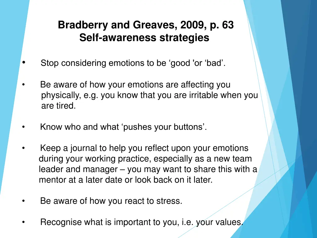 bradberry and greaves 2009 p 63 self awareness