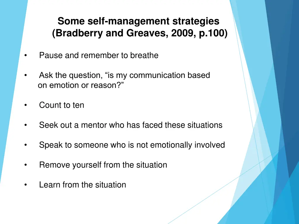 some self management strategies bradberry