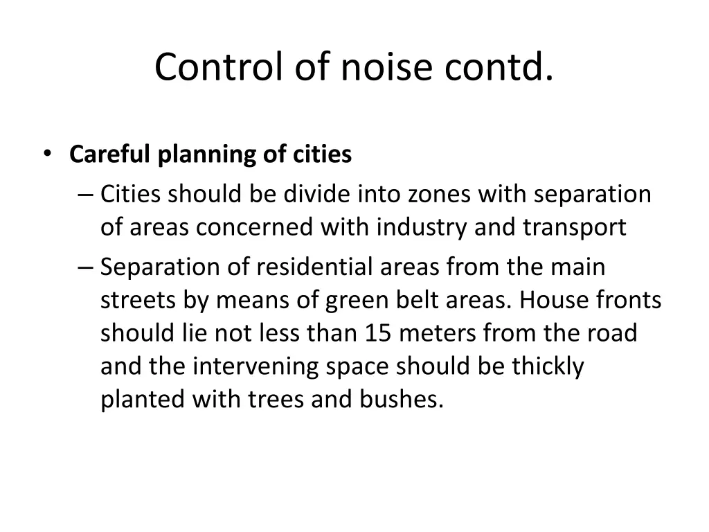 control of noise contd